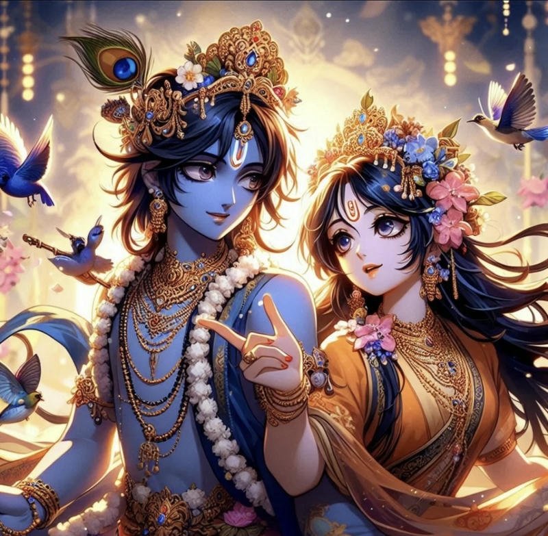 Soft emotional anime art with dreamy vibes radha krishna anime dp_