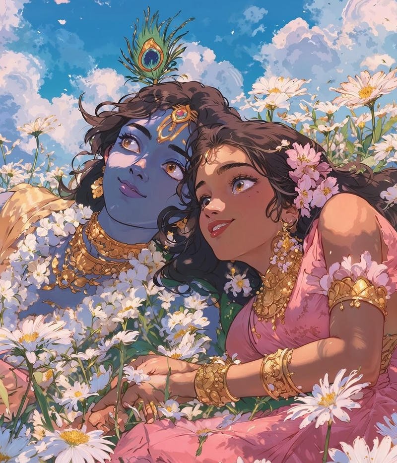 Soft glowing divine love radha krishna anime dp aesthetic vibes