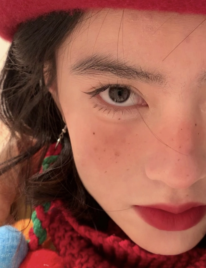 Soft pink half face girl dp girly dreamy mood