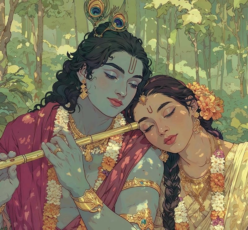 Stylish devotional anime avatars with soft lighting radha krishna anime dp