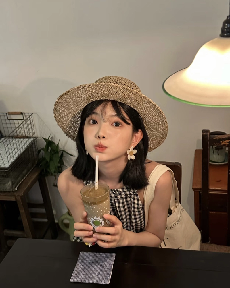 Sweet peaceful aura with warm latte vibes cute girl with coffee cup dp