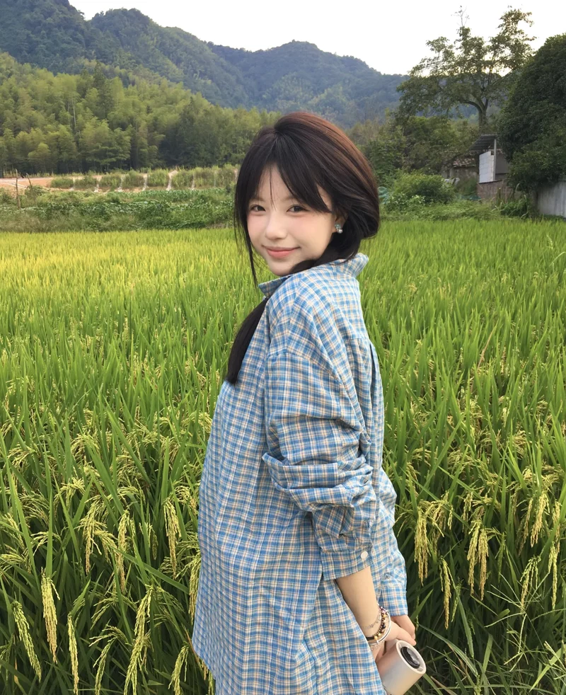 Village girls dp calm nature look with soft earthy tones