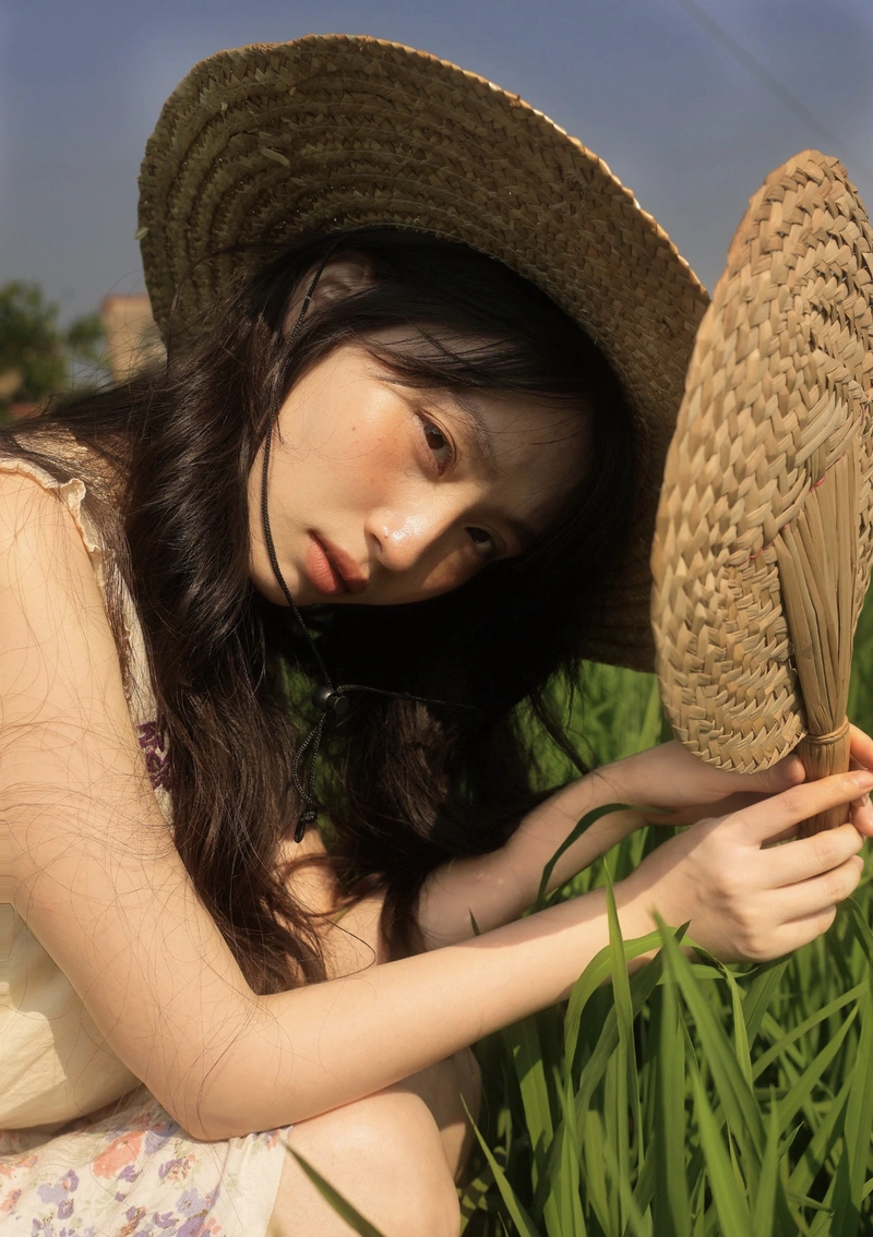 Village girls dp soft sunlight glow with countryside charm