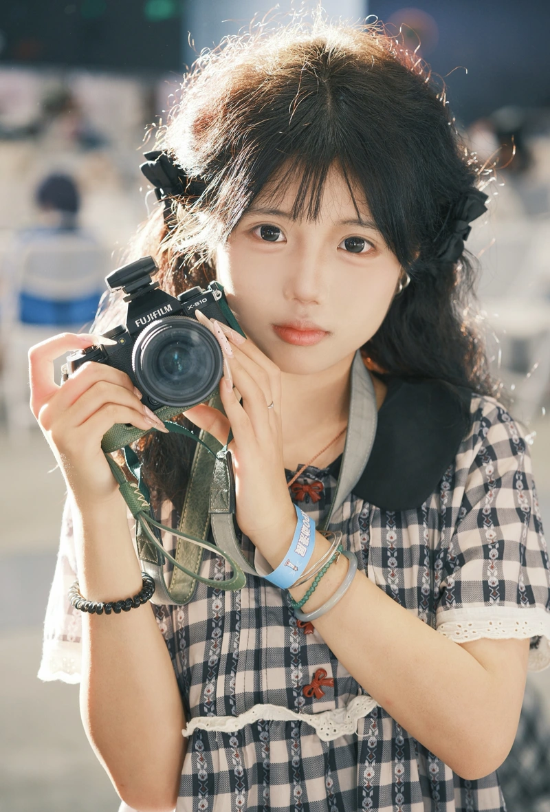 Vintage film style girls dp with camera retro aesthetic mood