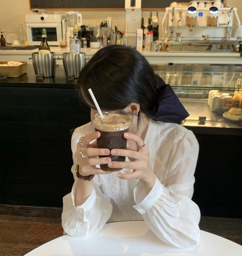 Warm coffee steam with soft dreamy vibe cute girl with coffee cup dp