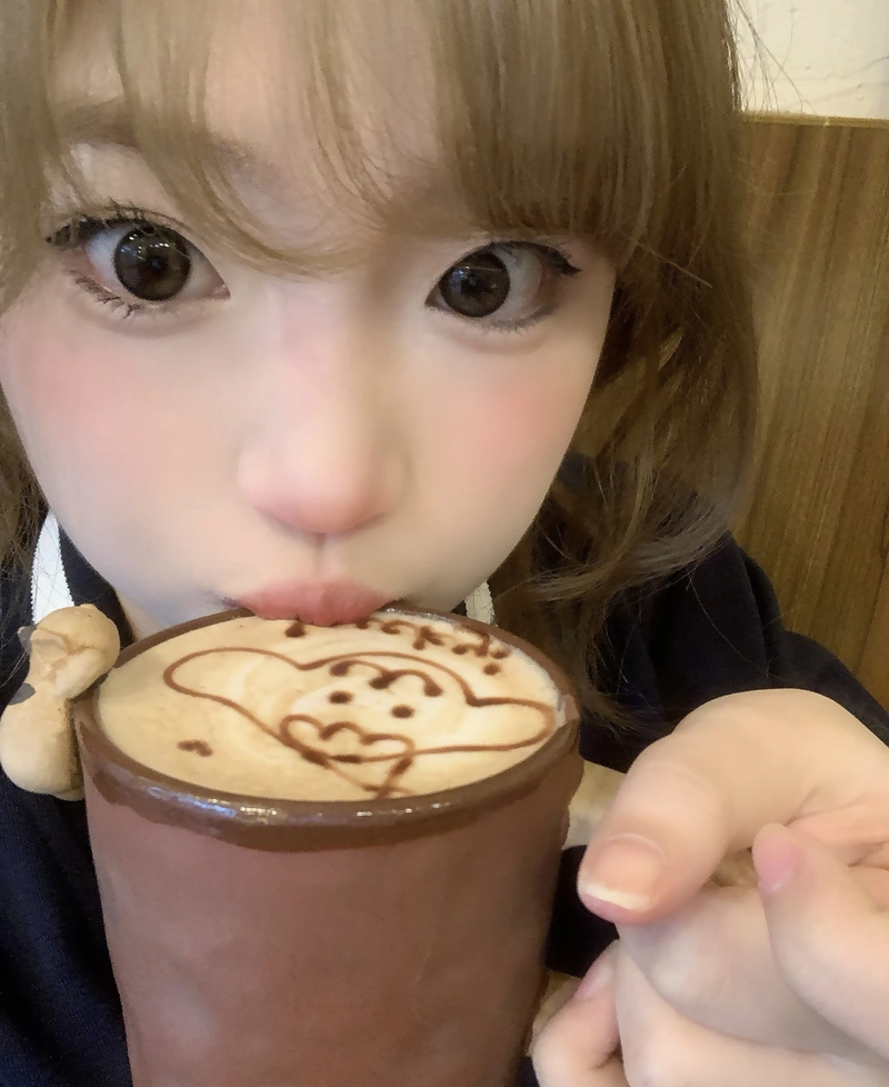 Warm drink moment with calm mood cute girl with coffee cup dp