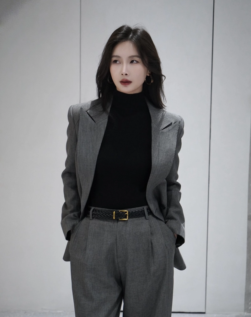 smart casual aesthetics through suit girl dp